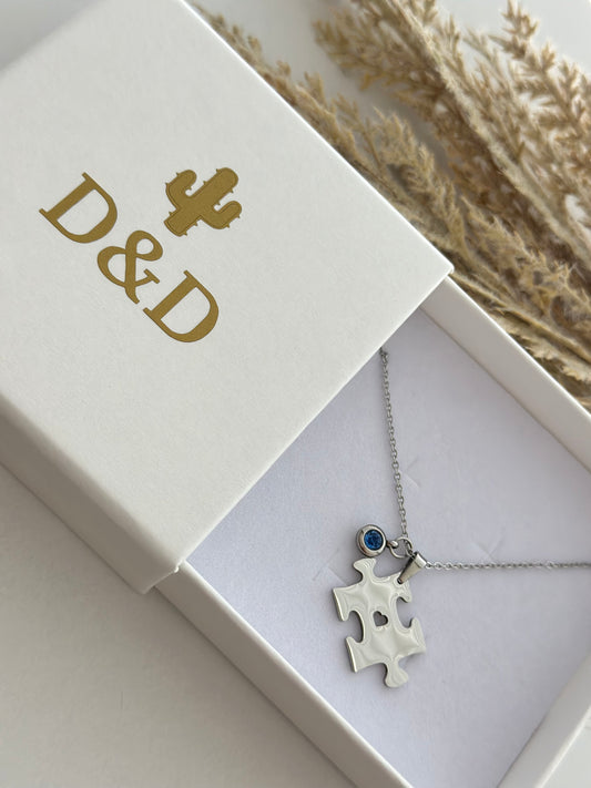Autism Puzzle Silver Necklace