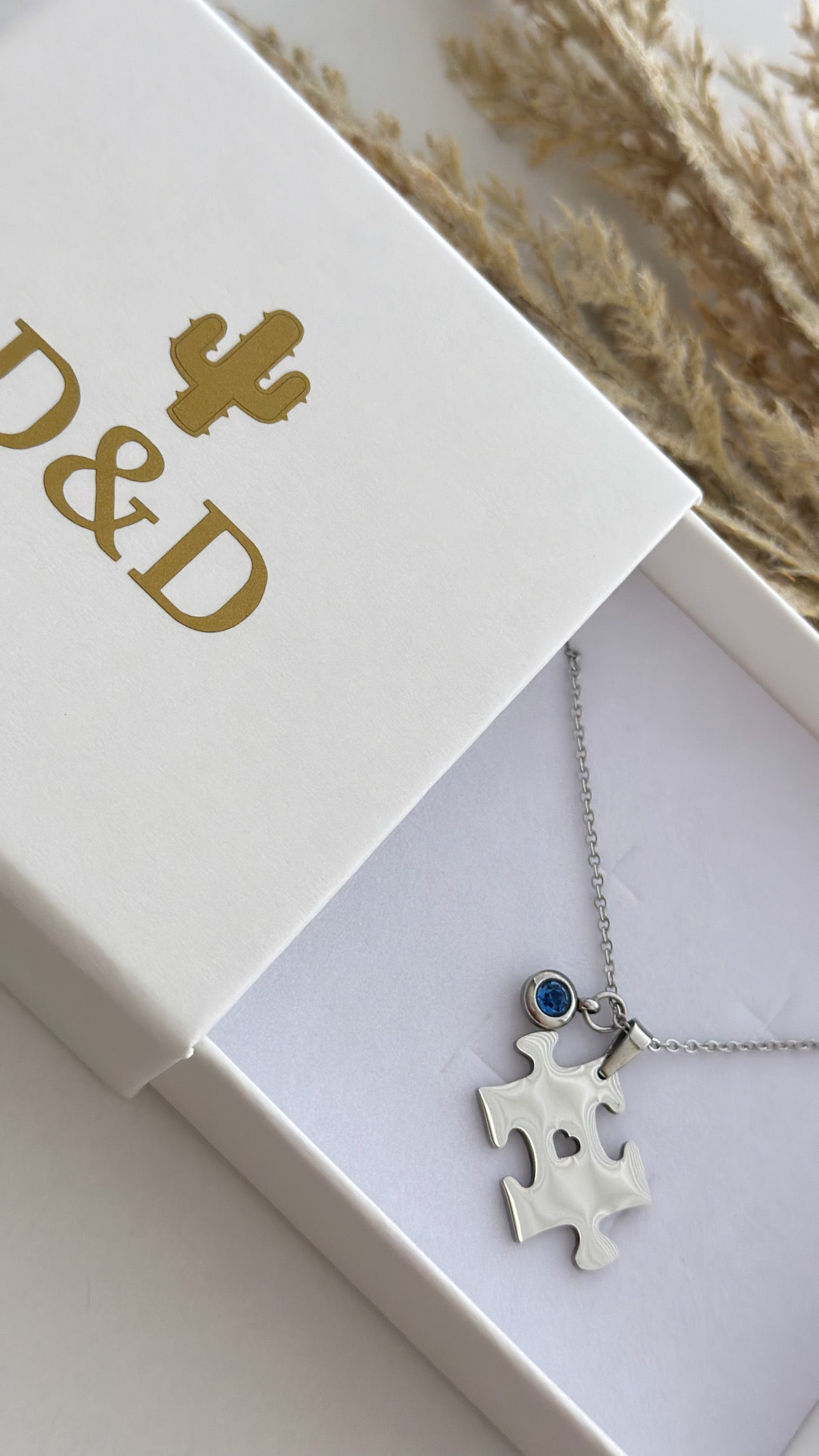 Autism Puzzle Silver Necklace