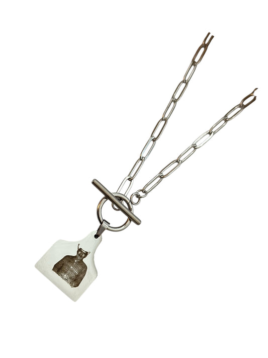 Personalized Blanco Cow Tag Necklace