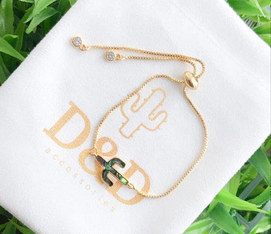 Shell cactus adjustable bracelet