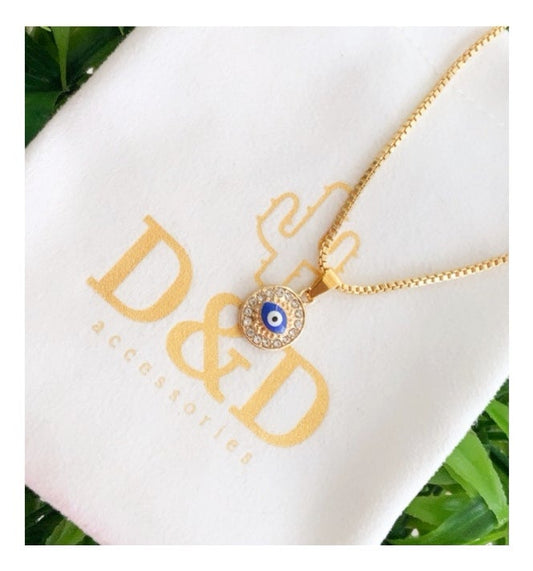 Dainty evil eye necklace royal blue