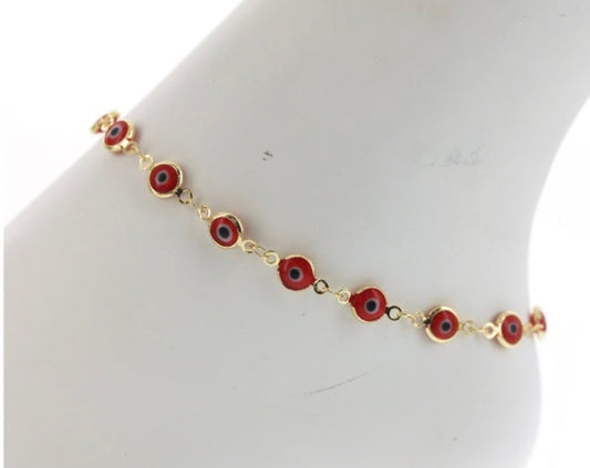 Red evil eye anklet