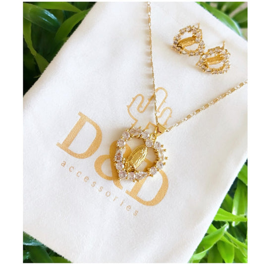 Guadalupe Heart Set white cz