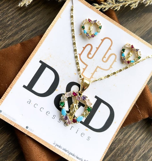San Juditas Heart Necklace Set