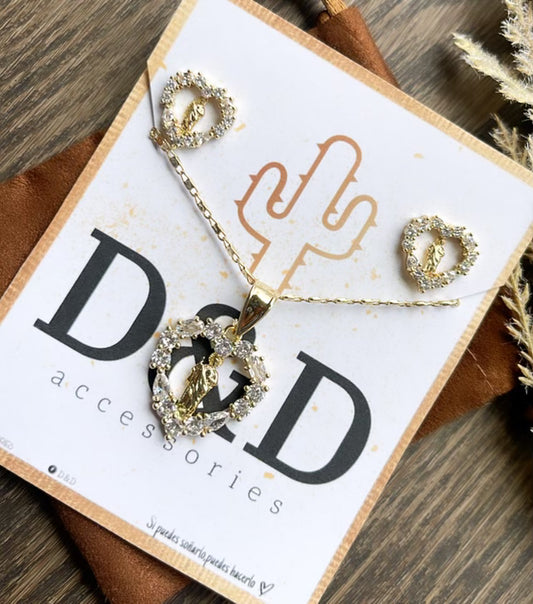 San Juditas Heart Necklace Set