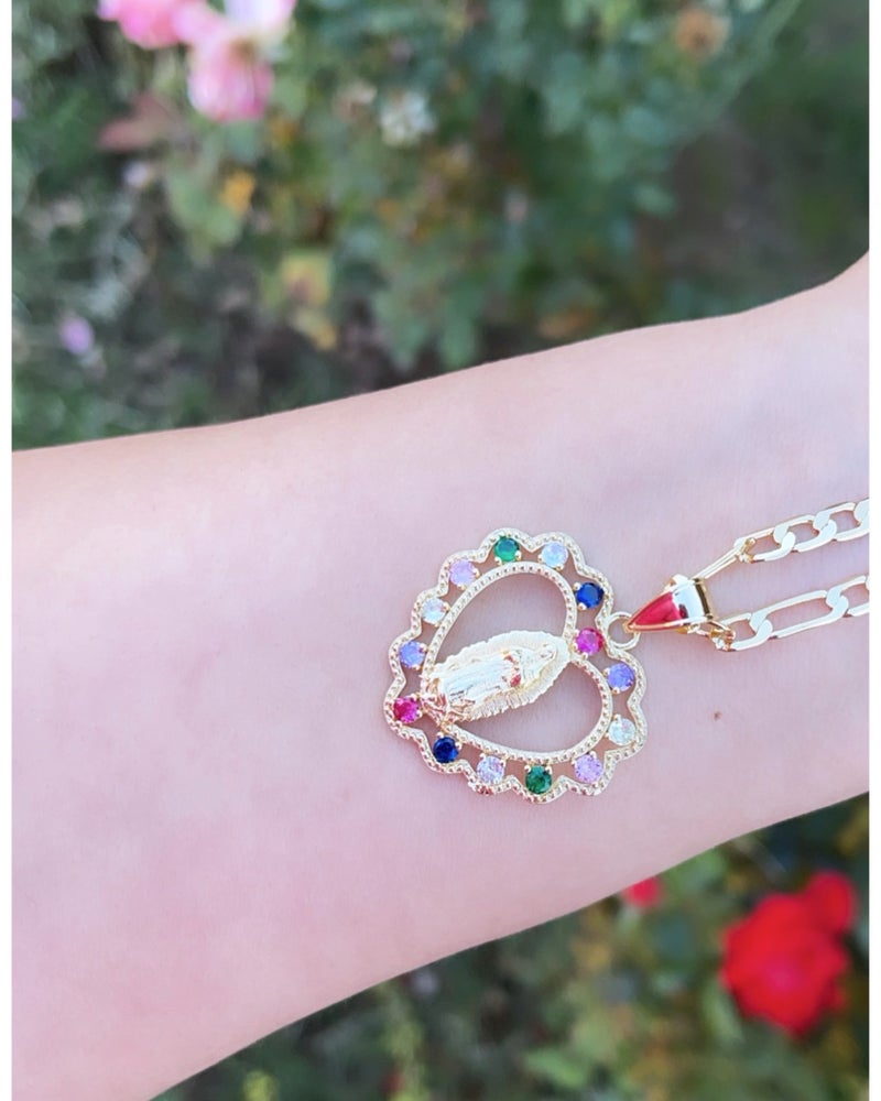 Virgencita De Guadalupe Heart Necklace