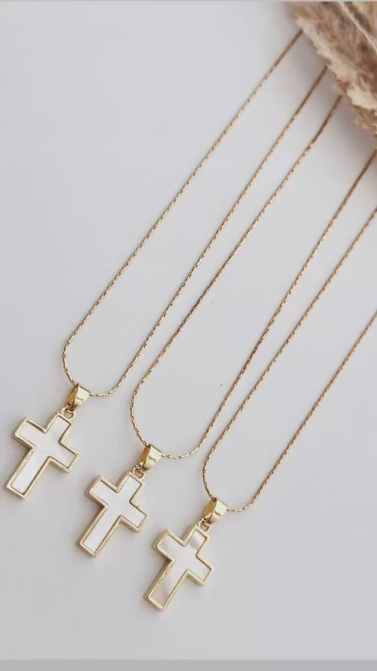 Dainty Cross Shell  Necklace