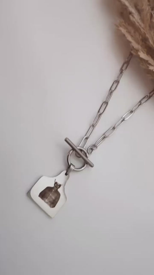 Personalized Blanco Cow Tag Necklace