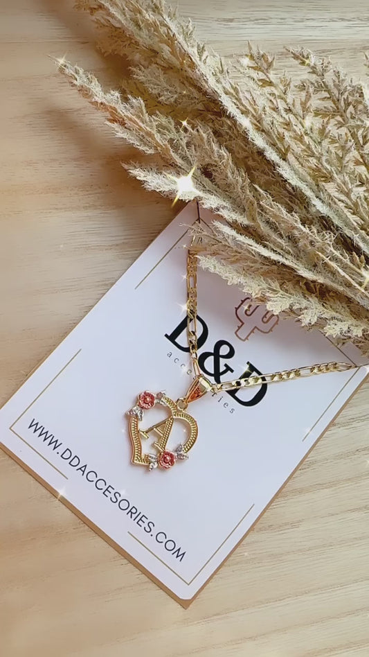 Initial Rose Necklace