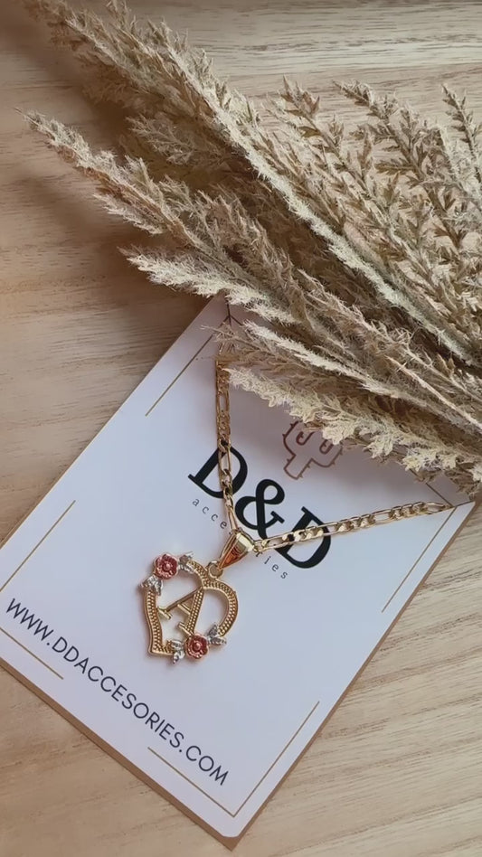 Initial Rose Necklace